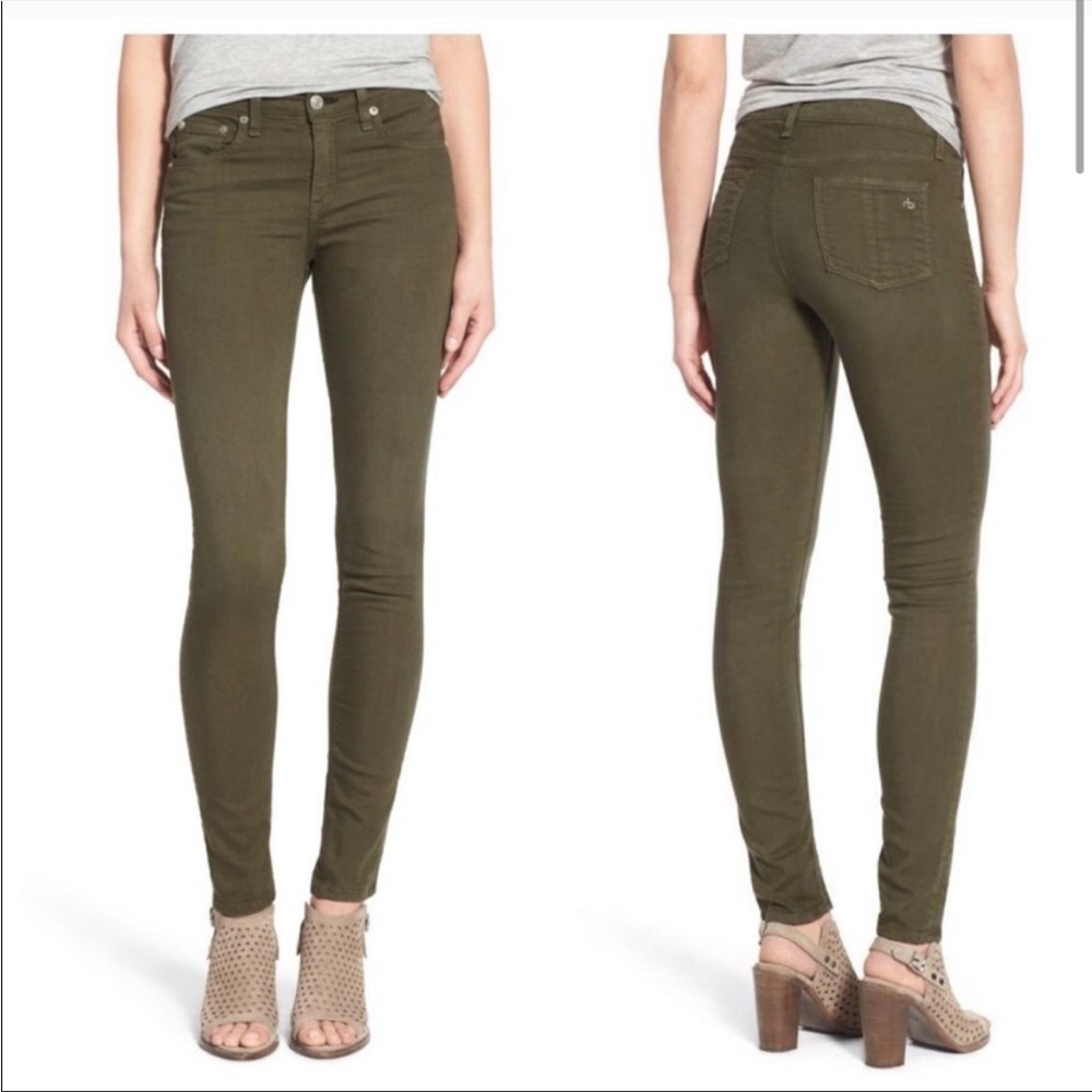 Rag & Bone size 28 olive skinny jeans